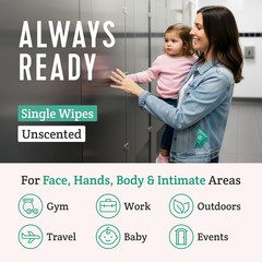 – Flushable Wipes, Individually Wrapped, Travel Friendly, Unscented with Cucumbe