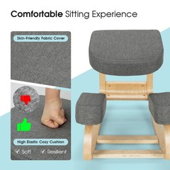 Costway Ergonomic Kneeling Chair Rocking Office Desk Stool Upright Posture Grey