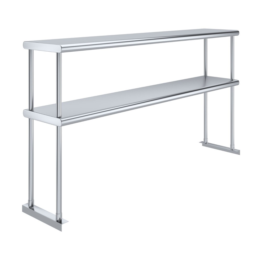 12 in. x 60 in. AmGood Stainless Steel Double Deck Over Shelf