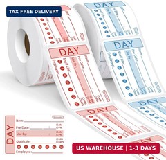 2 Rolls 600 Pieces Shelf Life Removable Freezer Labels, 2 x3 Inch Food Labels fo