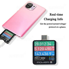 Power-Z KM003C USB C Tester, 1.54″ Portable USB C Fast Charging Tester PD3.1 QC5