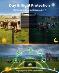 45-Mile Solar Electric Fence Charger 1.0J 8KV-12KV Electric Energizer for Cattle