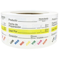 Dissolvable Shelf Life in Spanish Stickers, 2 x 3 Inches in Size, 500 Labels