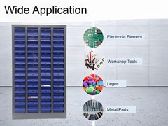 60 Drawer Hardware Organizer Cabinet No Door for Samples Metals Electronics Blue