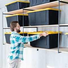 Life Finds Black 3 Tier Shipping Container Shelving Brackets, 4 Pack