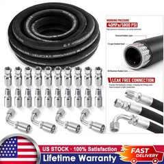 100 Feet 1/2″ HYDRAULIC HOSE WITH 24 FITTINGS TWO WIRE HOSE 40MPa / 5800 PSI NEW