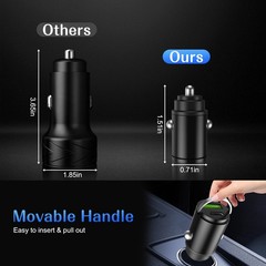 100W Super Fast Car Charger USB C PD QC 2-in1 Cigarette Lighter Temp Control