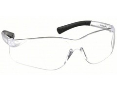 6 X MCR SAFETY Safety Glasses: Anti-Scratch Wraparound Frameless Black/Clear X6