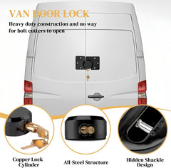 2 Pack Van Door Locks Keyed Alike, 73mm Heavy Duty Solid Steel Hidden Shackle Pa