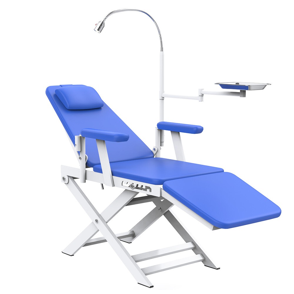 USA Dental Mobile Chair Folding PU Leather With LED Light / Turbine Unit 4 Holes