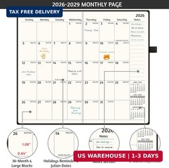 2026-2029 Pocket Monthly Planner, 3 Year Calendar 2026-2029, 6.2” x 3.6” x 0.6