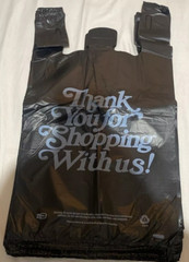 Large Size Black “Thank You” Script Heavy-Duty Plastic T-Shirt Bag 13″x23″x10″