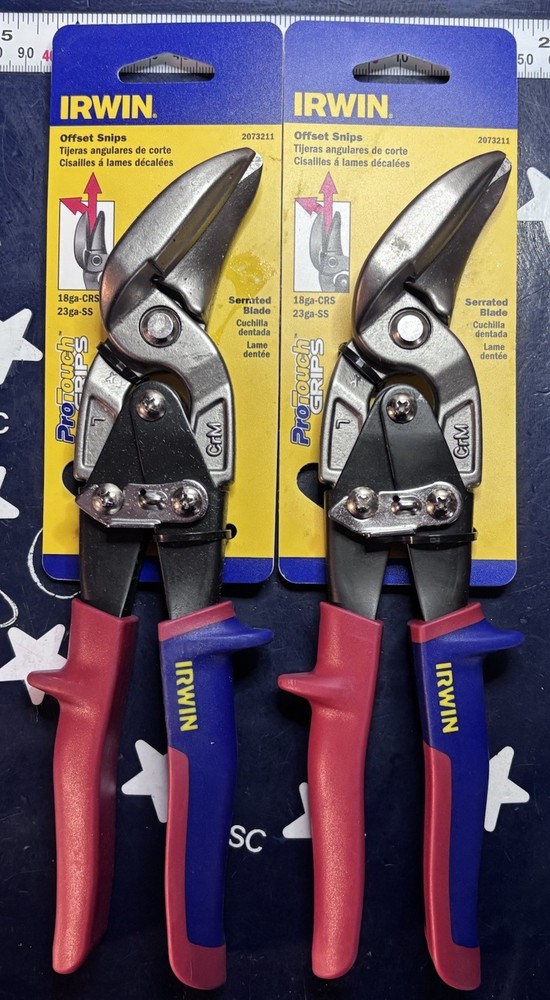 2 Packs IRWIN Offset Snip CUTS UP TO 18g STEEL or 23g Stainless 2073211 TWO PCS