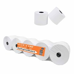 (Pack of 5 Rolls) 2 1/4 x 150 ft, White, adding machine 2 x 150 White
