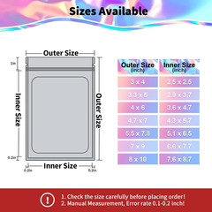 100 Pack Holographic Packaging Resealable Bags for Small Business -4 x 6 Inch Po