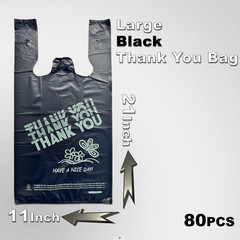 Yoyorain Black Thank You Bags, HEAVY DUTY 22MIC Bags, Black Plastic Bags with Ha