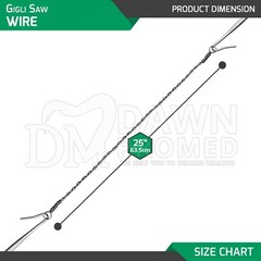 Gigli Saw Wire & Handles 3 Pcs Set Neuro Surgical & Veterinary Inst German Grade
