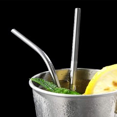 OKGD 25 Piece Set Stainless Steel Straws Long 8.5 Inch(Straight), Silver