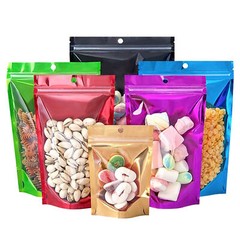 8-100 Color & Clear Mylar Foil Stand Up Resealable Food Storage Packaging Bags
