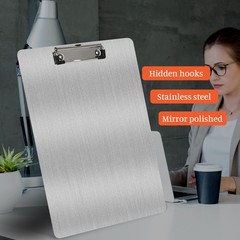 Stainless Steel Clipboard HeavyDuty Durable Clipboard Silver, A4