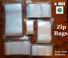 Clear Zip Seal Top Lock Plastic Bags 2Mil Reclosable Large Small Zipper Baggies