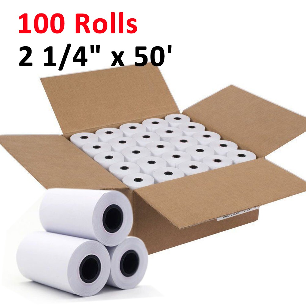 100 Rolls 2 1/4″ x 50′ Cash Register Credit Card POS Receipt Thermal Paper Rolls
