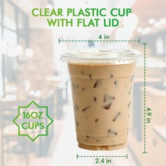 Disposable Crystal Clear Plastic Cups Plastic Flat Lids Iced Coffee Cup BPA Free