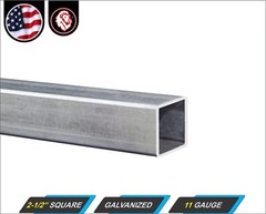 2-1/2″ Galvanized Square Steel Tube – 11 gauge – 36″ inch long (3-ft)