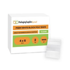 Clear Reclosable Plastic Bags White Block 4″ x 6″ 2 Mil Top Seal Bag 1000 Pcs