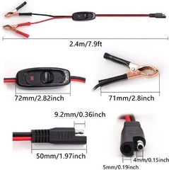 7.9FT/2.4M 16AWG Wire Harness with Silver Clamps Including 12V O Color: Silver
