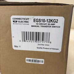 Connecticut Electric Manual Transfer Switch 50A 10-Circuits EGS10-12KG2 12500 W
