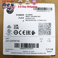 22AD2P3N104 Allen-Bradley 22A-D2P3N104 /A 4 0.75 kW 1 HP AC Drive US Free Tax