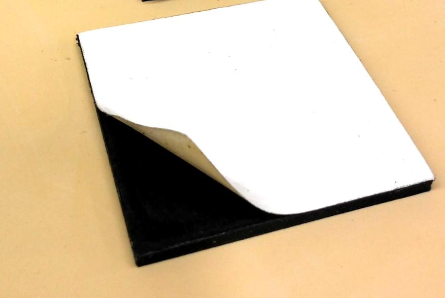 Neoprene Rubber Sheet Solid 3/8″ Thk x 8″ x 8″ Sq – Peel-Back Adhesive 60 D