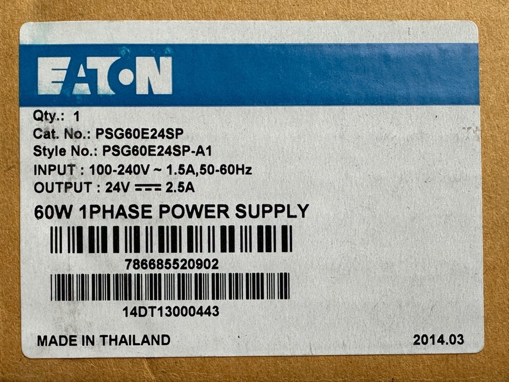 NEW Eaton PSG60E24SP Power Supply 60W 24V 2.5A Output 1Ph 100-240V Input