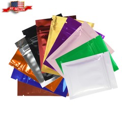 Variety of Colors for 100 PCS Shiny Metallic Mylar Resealable Bags 3×4″