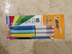 BIC 4-Color Retractable Ball Pens, Medium Point, 3-Pack yellow blue light blue