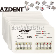 10X AZDENT Dental Orthodontic Bracket Mini/Standard MBT/Roth 022/018 Hooks 3 4 5