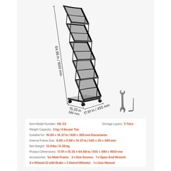 Uimoso Foldable Movable Brochure Rack with 5 Pockets Magazines and Literature