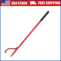 60″ Log Peavey Steel Cant Hook w/ Rubber Grip & Adjustable Hook Log Roller Tool