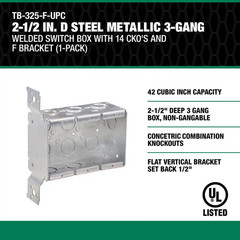 2-1/2 In. D Steel Metallic 3-Gang Welded Switch Box with 14 Cko’S and F Bracket,