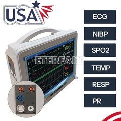 8/12″ Patient Monitor CCU ICU Vital Sign NIBP RESP PR ECG TEMP SPO2 For Hospital