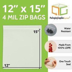 500 Pcs 12″ x 15″ Zipper Bags Clear 4 Mil Reclosable Self Seal Resealable Pouch