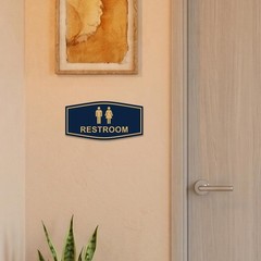 Fancy Unisex Restroom Sign Medium Brushed Gold Commercial Office Door Wall