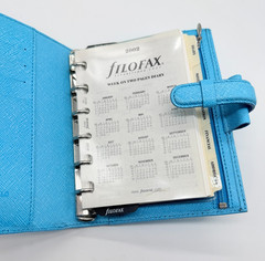 Filofax Pocket size Portobella Powder Blue Italian Leather Organizer unused