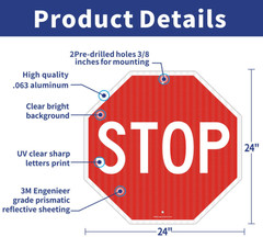 Stop sign 18×18 30×30 24×24 street authentic Reflective Road signs metal 12x12in