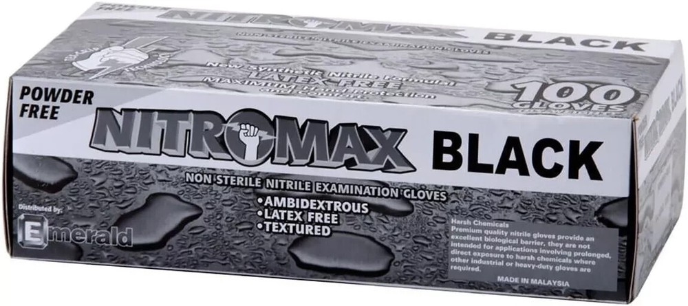 Emerald Nitromax 1084 Black Large Glove 100 gloves (box of 100) Free Shipping!
