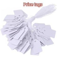 500/1000PCS Garage Sale Price Tags Size #5 Blank Merchandise Hang String Strung