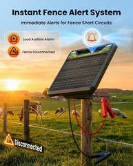 45-Mile Solar Electric Fence Charger 1.0J 8KV-12KV Electric Energizer for Cattle