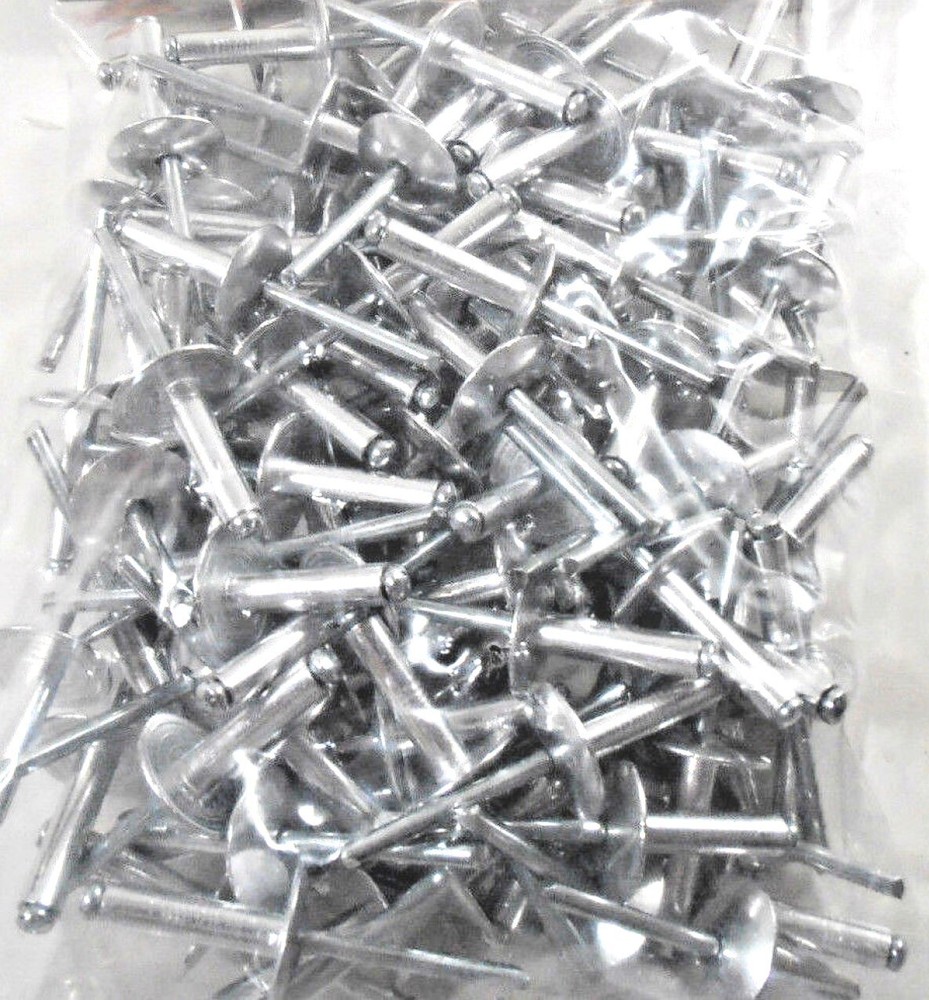 100 LARGE FLANGE 1/8″ X 5/8″ ALUMINUM BIG HEAD POP RIVETS STEEL MANDREL #27545