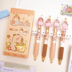 4 Pcs Cute Retractable Pens Cartoon Capybara Pen 0.5Mm Black Gel Ink Pens Funny